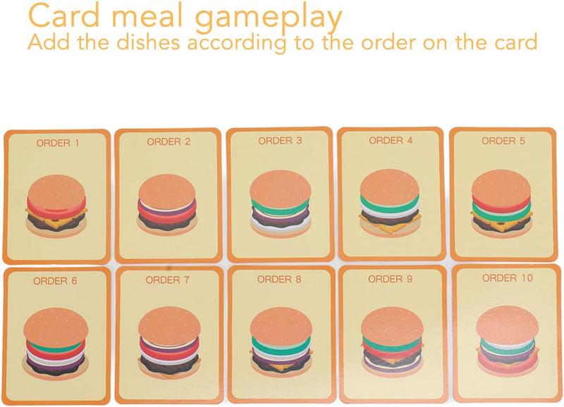 Brinquedos de simulação de simulação de empilhamento de comida jogo de combinação de cozinha montessori para presente de feriado artesanato faça você, Hamburger