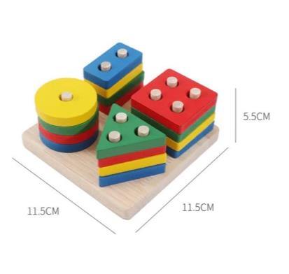 Brinquedo Madeira Educativo Encaixe Formas Geométricas - YINGZI