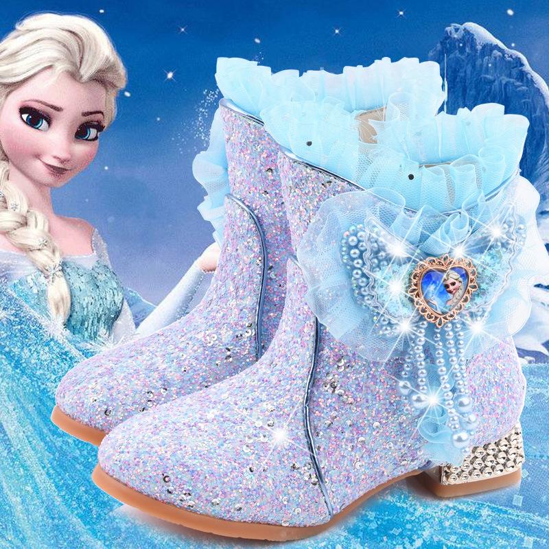 Atendi Meninas mais botas de neve de lã Elsa princesa botas de algodão