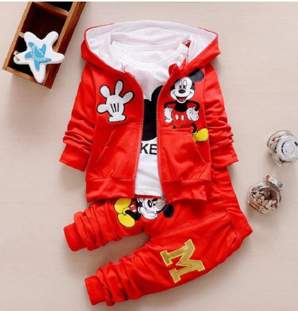 Manga longa Mickey Minnie Mouse Outfits Loungewear Conjunto de treino para crianças