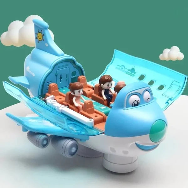 Avião De Brinquedo Musical Gira 360 Bate E Volta Com Som e Luzes