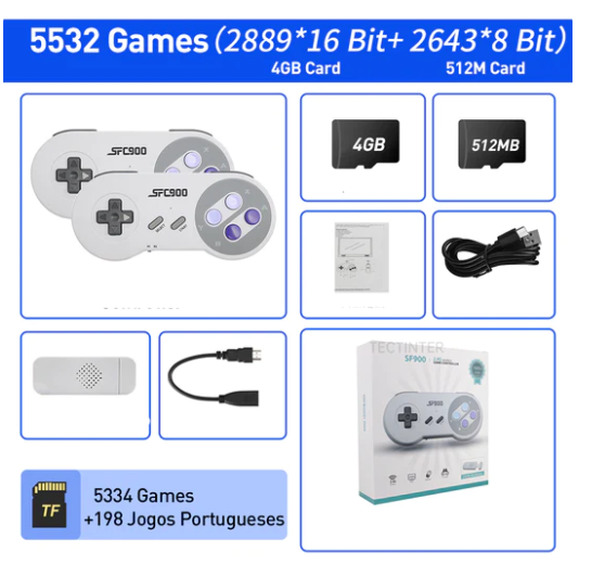 Super Nintendo Retrô Portátil + de 5500 Jogos e 2 Controles